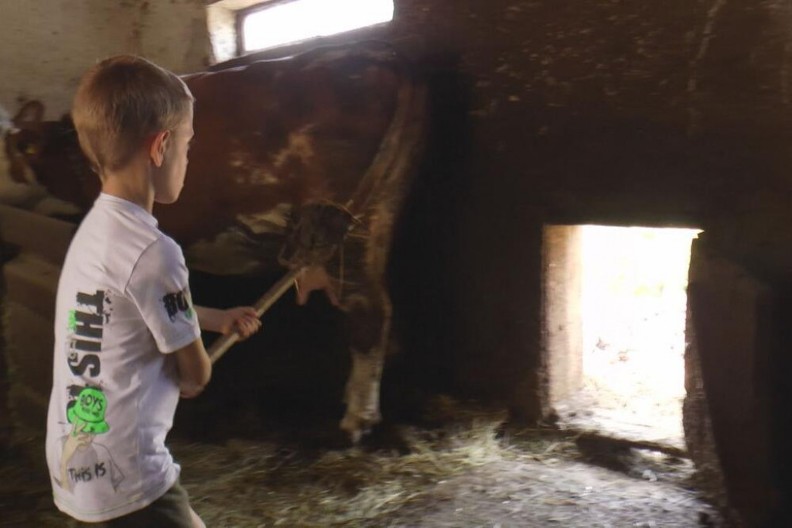 Bogdan sa dedom radi poslove na imanju - njegove ruke su male, ali spremne da pomognu: On je ponos svojih roditelja